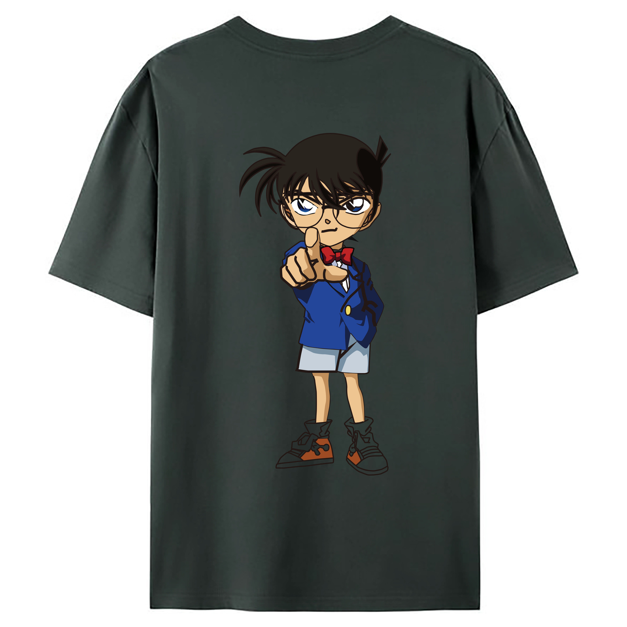 （画像用） 名探偵コナン 江戸川 コナン Detective Conan Conan Edogawa 綿100％ メンズ半袖Tシャツ（バックプリント） 通気性